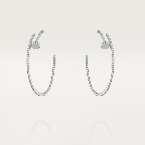 Juste un Clou hoop earrings, large model, paved White gold, diamonds