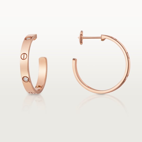 Love Creolen, mittleres Modell, mit sechs Diamanten Roségold, Diamant