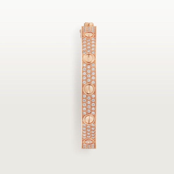 Love bracelet, classic model, paved Rose gold, diamonds