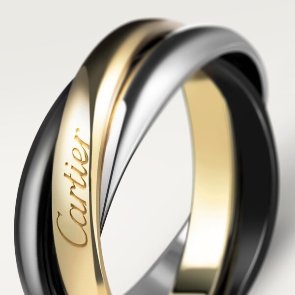Limited Edition Trinity Ring Yellow gold, white gold, black ceramic