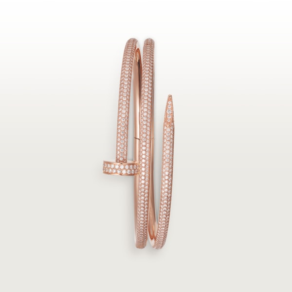 Bracelet Juste un Clou, double, semi-pavé Or rose, diamants