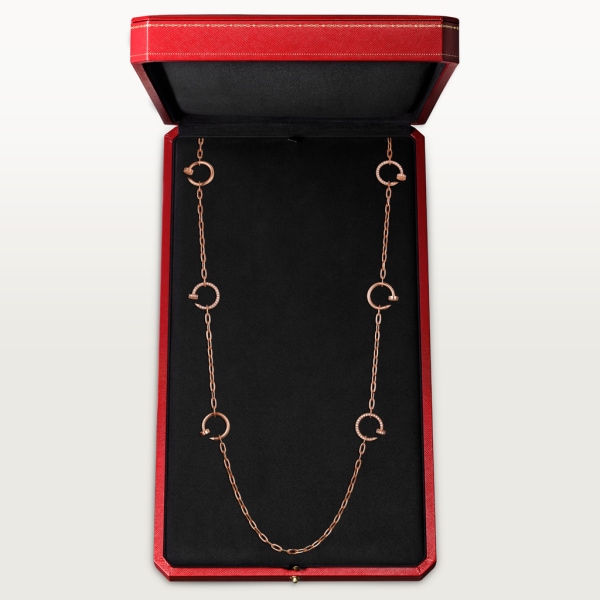 Juste un Clou long necklace, semi-paved Rose gold, diamonds