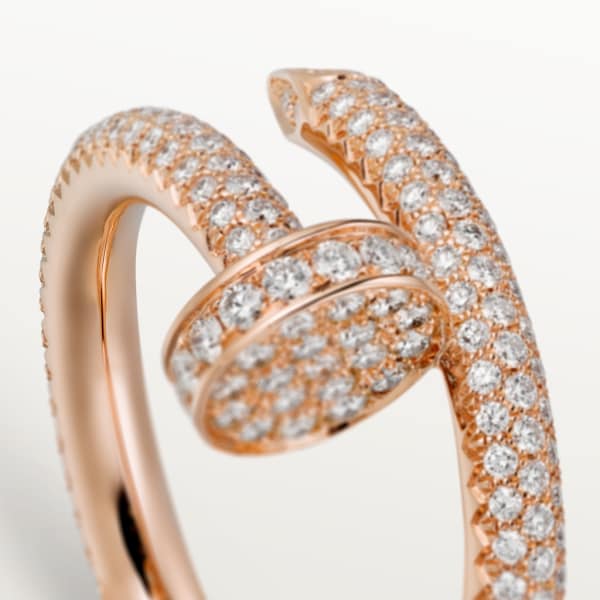 Anillo Juste un Clou, tamaño clásico, pavé Oro rosa, diamantes