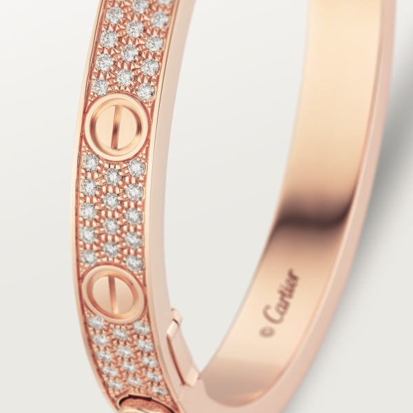 Bracelet Love, modèle classique, pavé Or rose, diamants