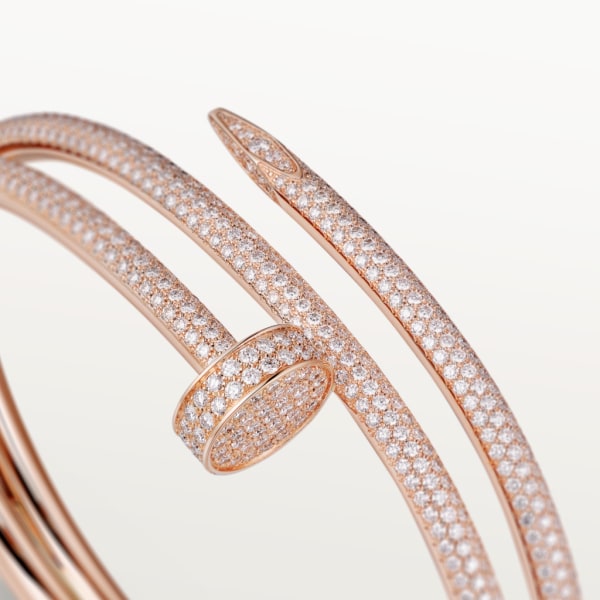 Juste un Clou bracelet, double, semi-paved Rose gold, diamonds