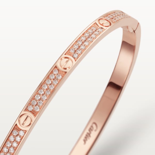 Love Armreif, kleines Modell, ausgefasst Roségold, Diamanten