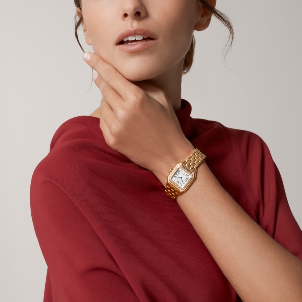 Reloj Panthère de Cartier Tamaño mediano, movimiento de cuarzo, oro rosa, diamantes