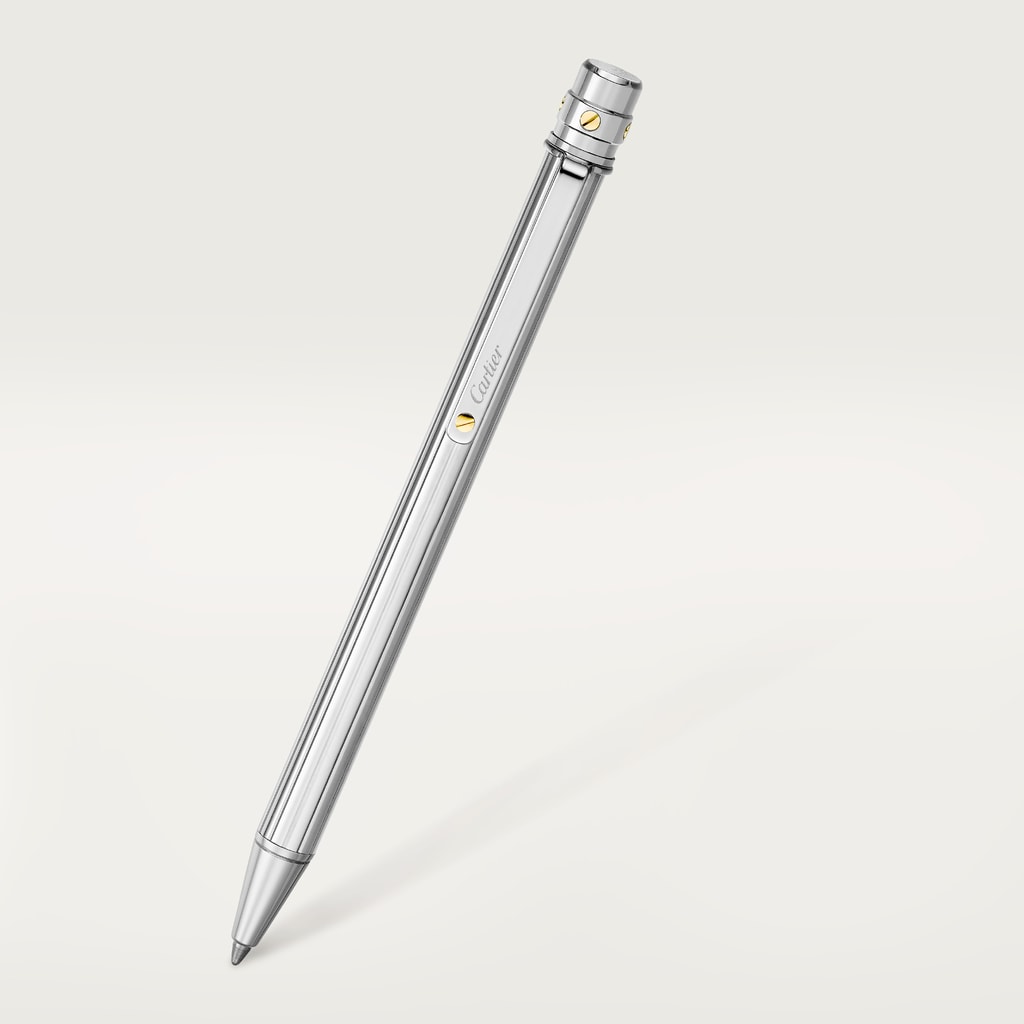 Santos de Cartier ballpoint penSmall model, engraved metal, palladium and gold finishes