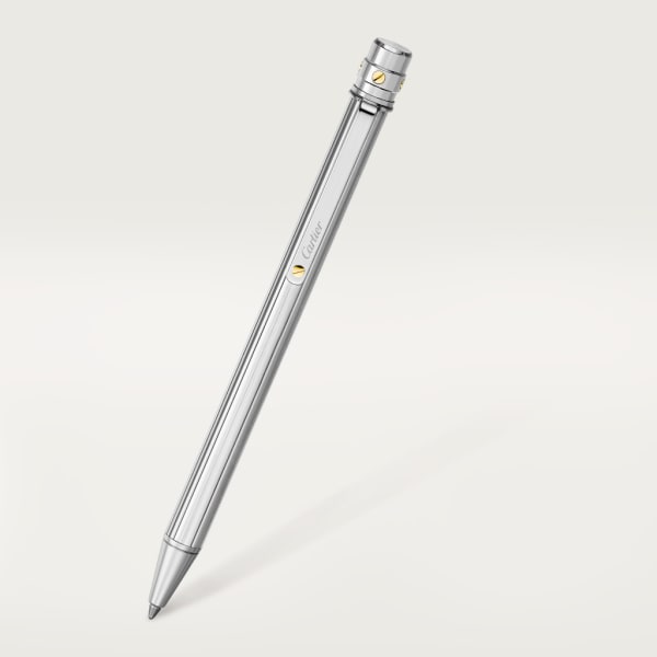 Santos de Cartier ballpoint pen Small model, engraved metal, palladium and gold finishes