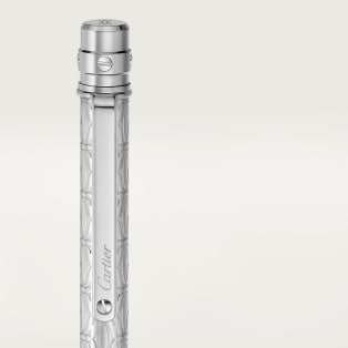 Santos de Cartier ballpoint pen Small model, engraved metal, palladium finish