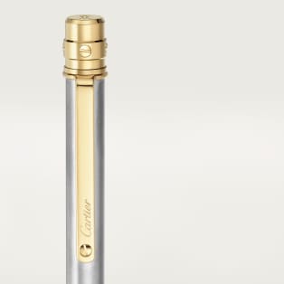 Stylo bille Santos de Cartier Petit modèle, métal brossé, finition palladiée et dorée