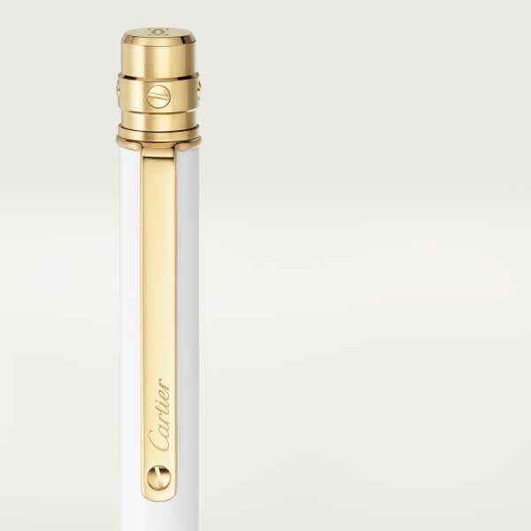 Santos de Cartier ballpoint pen Small model, white lacquer, gold finish
