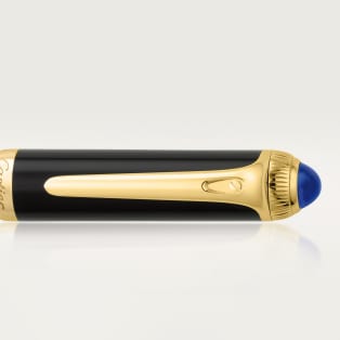 Pluma estilográfica R de Cartier Composite negro, detalles acabado dorado amarillo