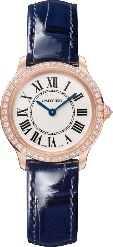 Reloj Ronde Louis Cartier29 mm, movimiento de cuarzo, oro rosa, diamantes, piel