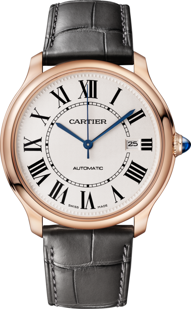 Reloj Ronde Louis Cartier40 mm, movimiento mecánico de cuerda manual, oro rosa, piel