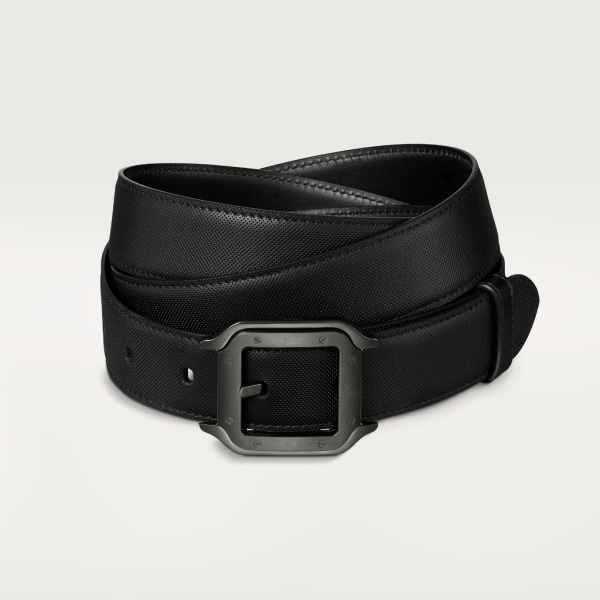 Belt, Santos de Cartier Black cowhide, black PVD-finish buckle