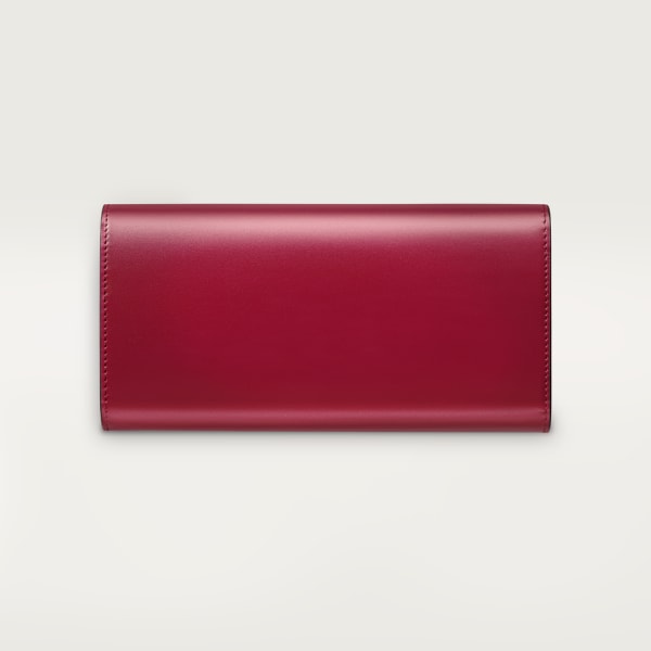 International wallet with flap, C de Cartier Cherry red calfskin, gold and cherry red enamel finish