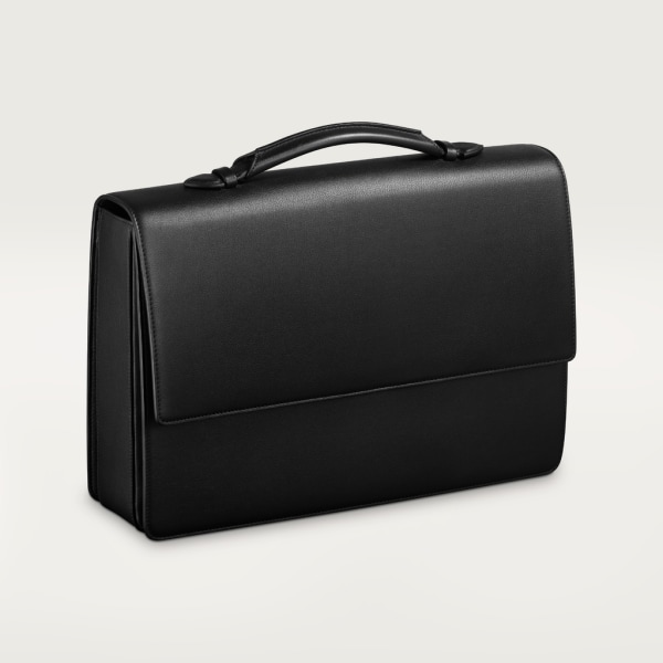 Briefcase, Must de Cartier Black calfskin, palladium finish