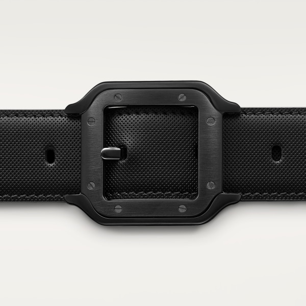 Cinturón Santos de Cartier Piel de ternera color negro, hebilla acabado PVD negro