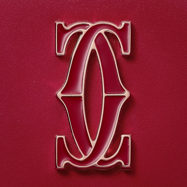 International wallet with flap, C de Cartier Cherry red calfskin, gold and cherry red enamel finish