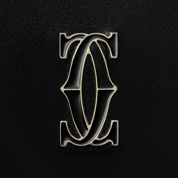 C de Cartier Kartenetui mit Reißverschluss Lammleder in Schwarz, Gold-Finish und Emaille in Schwarz