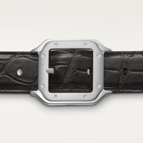 Cinturón Santos de Cartier Piel de cocodrilo color negro, con hebilla acabado paladio