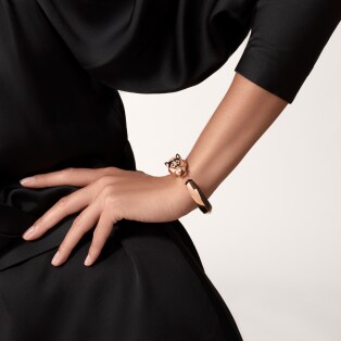 Panthère de Cartier bracelet Rose gold, black lacquer, onyx, tsavorite garnets
