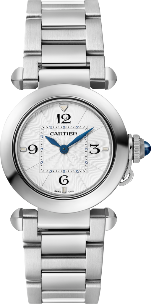 Pasha de Cartier watch30 mm, quartz movement, steel, interchangeable metal and leather straps