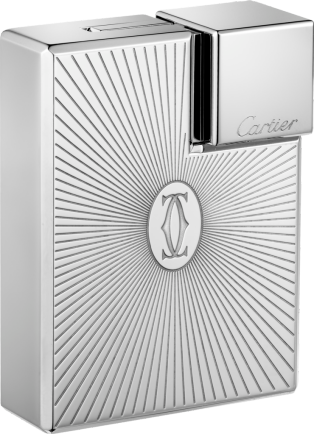 Double C de Cartier logo square lighter with Sunray motif in palladium finish Metal, palladium finish