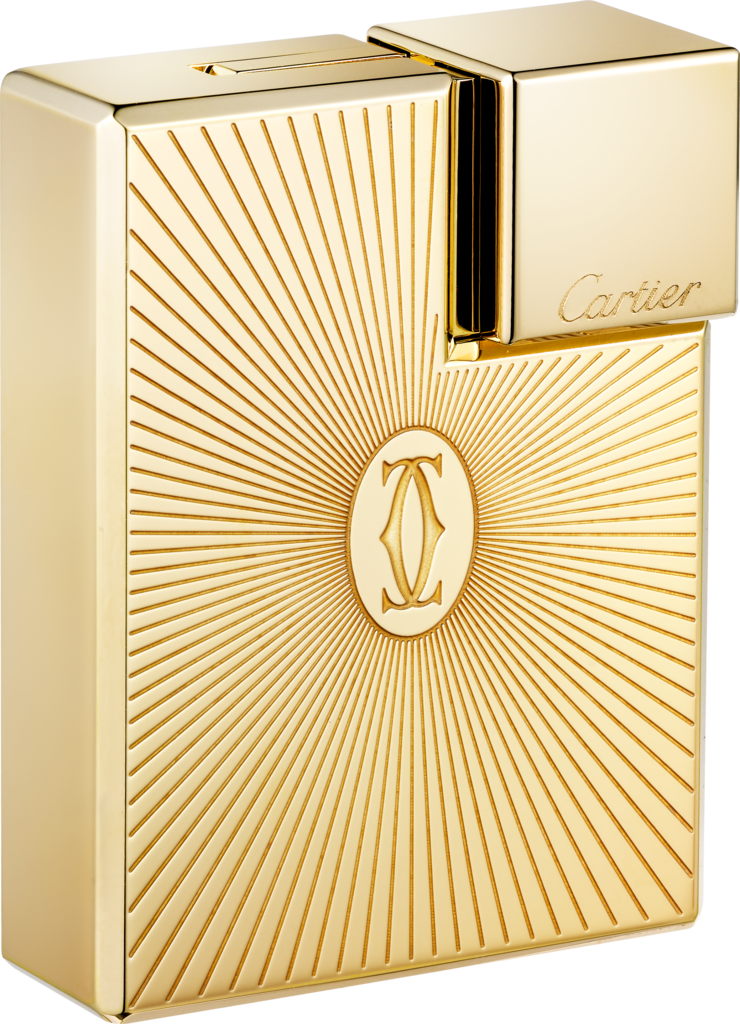 Double C de Cartier logo square lighter with Sunray motif in yellow-gold finishMetal, yellow-gold finish