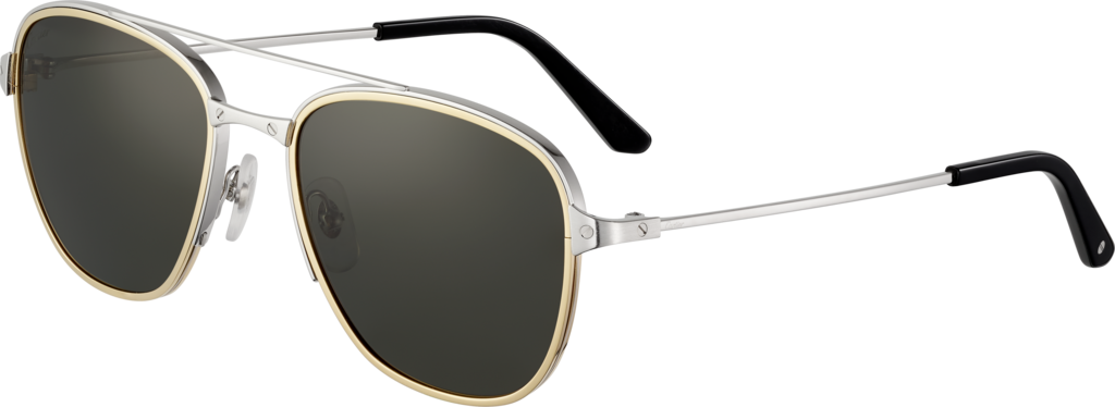 Gafas de sol Santos de CartierMetal acabado platino liso y cepillado, lentes grises polarizadas