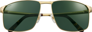 Gafas de sol Santos de Cartier Metal acabado dorado liso y cepillado, lentes verdes polarizadas