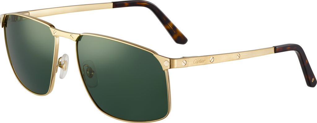 Gafas de sol Santos de CartierMetal acabado dorado liso y cepillado, lentes verdes polarizadas