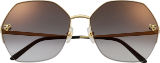 Gafas de sol Panthère de Cartier Metal acabado dorado liso, lentes gris degradado con flash dorado