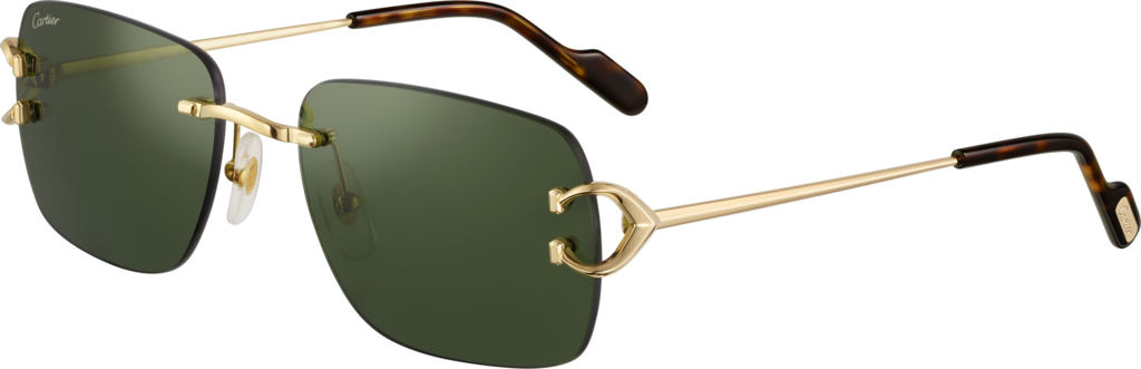 Gafas de sol Signature C de CartierMetal acabado dorado liso, lentes verdes