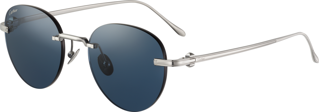Gafas de sol Pasha de CartierTitanio acabado platino liso, lentes azules