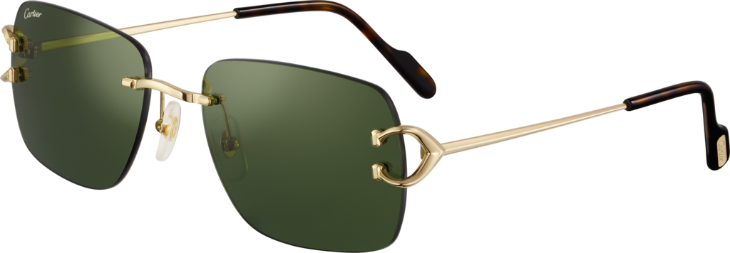 Gafas de sol Signature C de CartierMetal acabado dorado liso, lentes verdes