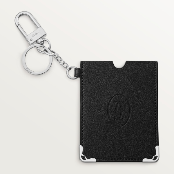 Porte-clés & porte-cartes Must de Cartier Cuir de veau noir, finition palladiée