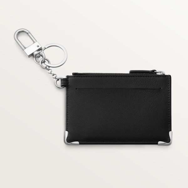 Porte-clés pochette Must de Cartier Cuir de veau noir, finition palladiée