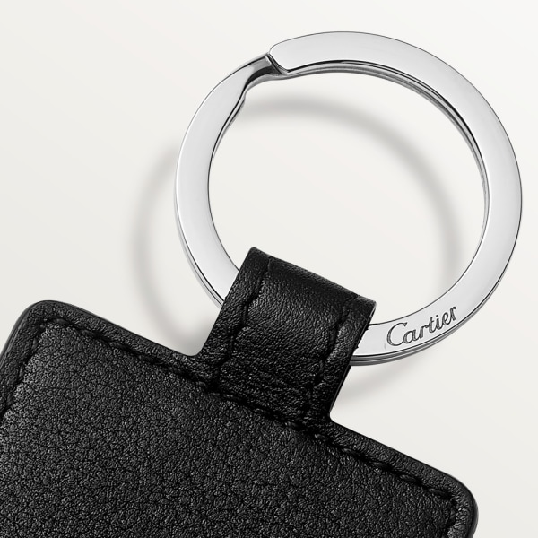 Porte-clés double face Must de Cartier Cuir de veau noir et bordeaux, finition palladiée