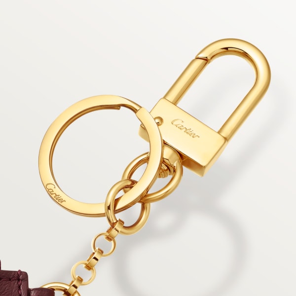 Must de Cartier Schlüsseletui Bordeauxfarbenes Kalbsleder mit Gold-Finish