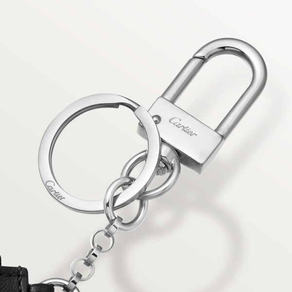 Porte-clés pochette Must de Cartier Cuir de veau noir, finition palladiée