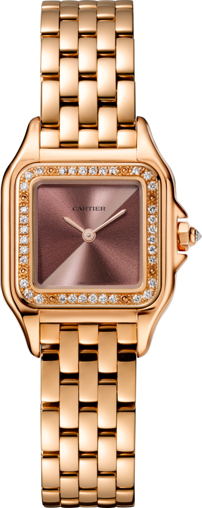 Reloj Panthère de CartierTamaño pequeño, movimiento de cuarzo, oro rosa, diamantes