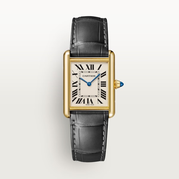 Tank Louis Cartier watch Large model, quartz movement, 18K yellow gold, leather