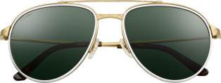Gafas de sol Santos de Cartier Metal acabado platino liso y cepillado, lentes verdes polarizadas
