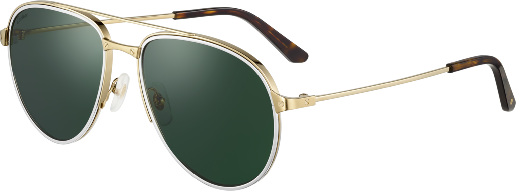 Gafas de sol Santos de CartierMetal acabado platino liso y cepillado, lentes verdes polarizadas