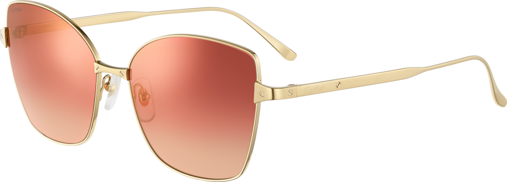 Gafas de sol Santos de CartierMetal acabado dorado liso y cepillado, lentes color burdeos degradado con flash rosa