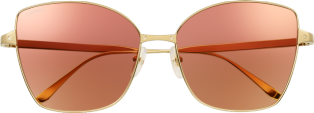 Gafas de sol Santos de Cartier Metal acabado dorado liso y cepillado, lentes color burdeos degradado con flash rosa