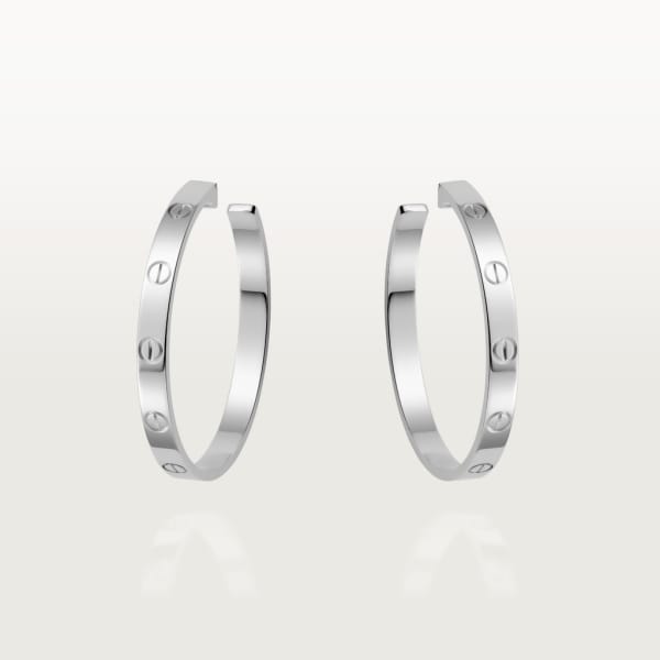 Love hoop earrings, large model White gold