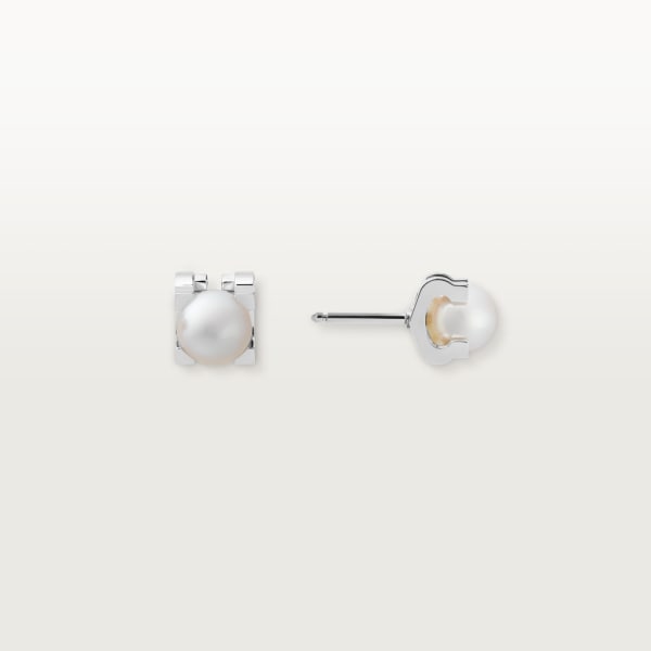 Boucles d'oreilles C de Cartier Or gris, perle